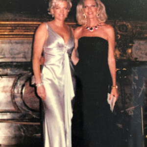 Debra and sister in ball gowns