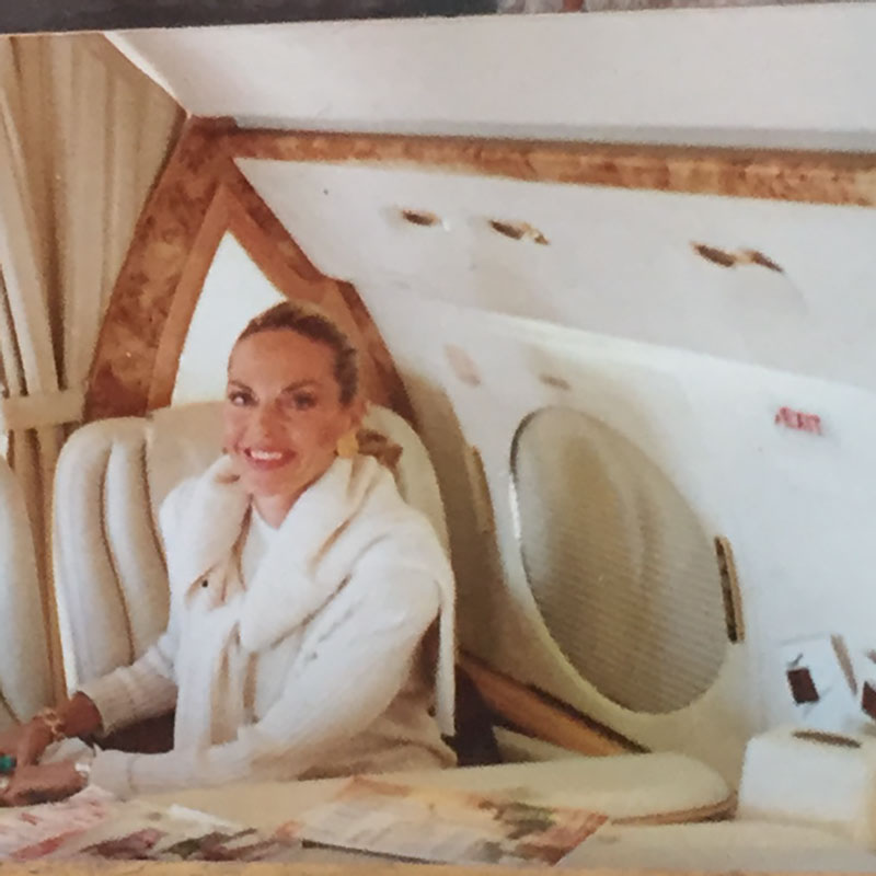 Debra Vallentyne in a private jet